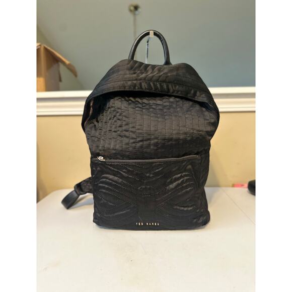 Ted Baker Backpack Black Akija Satin Quilted Bow Large School Travel Bag - Picture 4 of 13